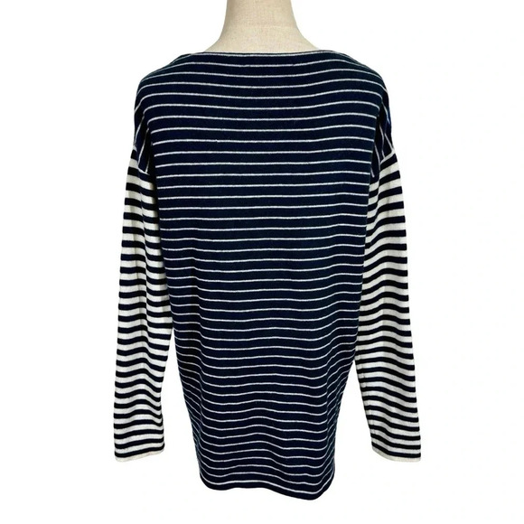 Jenni Kayne 100% Cashmere Colorblock Striped Oversized Boyfriend Sweater - Picture 4 of 11